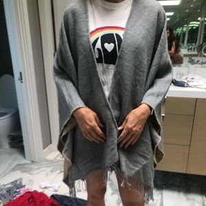 reversible cashmere wool poncho